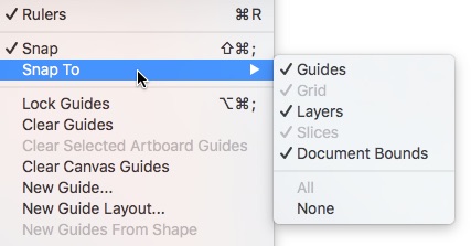 turn on snapping in Photoshop