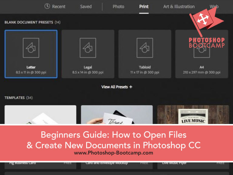 How to open a file in photoshop, how to create a new document in photoshop