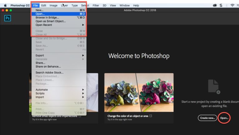 OPen Files In Photoshop FRom The Home Screen