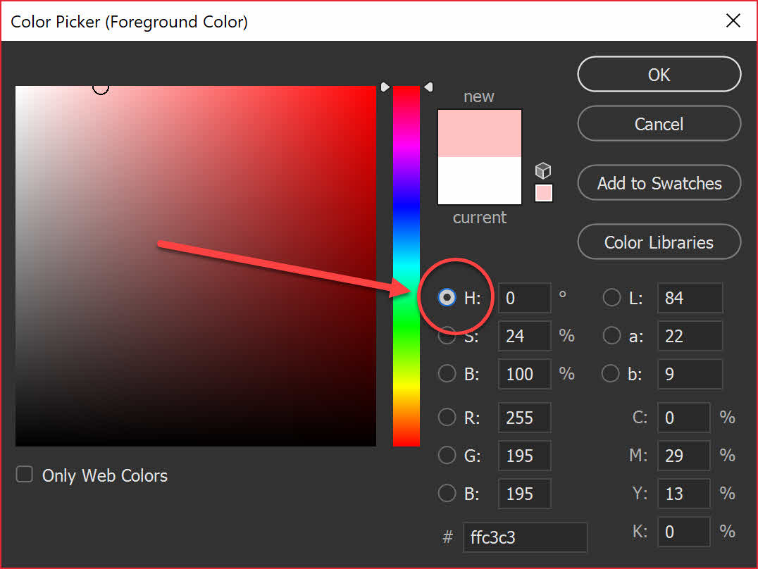 Photoshop-Colour-Picker-Click on Hue