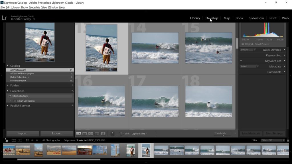 1 - Select Photo to Straighten Lightroom - Library Module