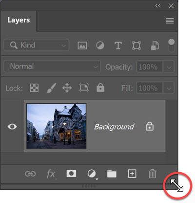 Resize a panel in photoshop