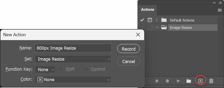 Create New Action on Actions Panel in Photoshop